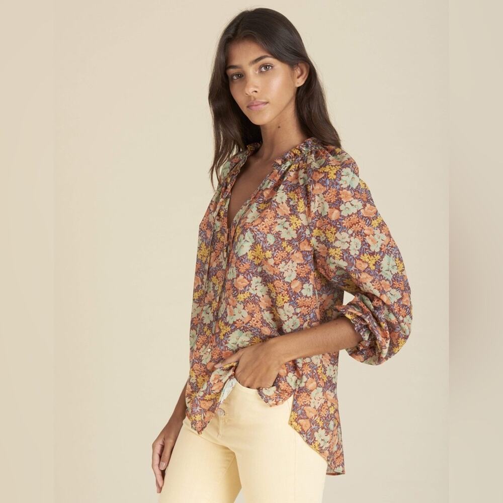 Veronica Beard Antonette Floral Print Blouse View 5